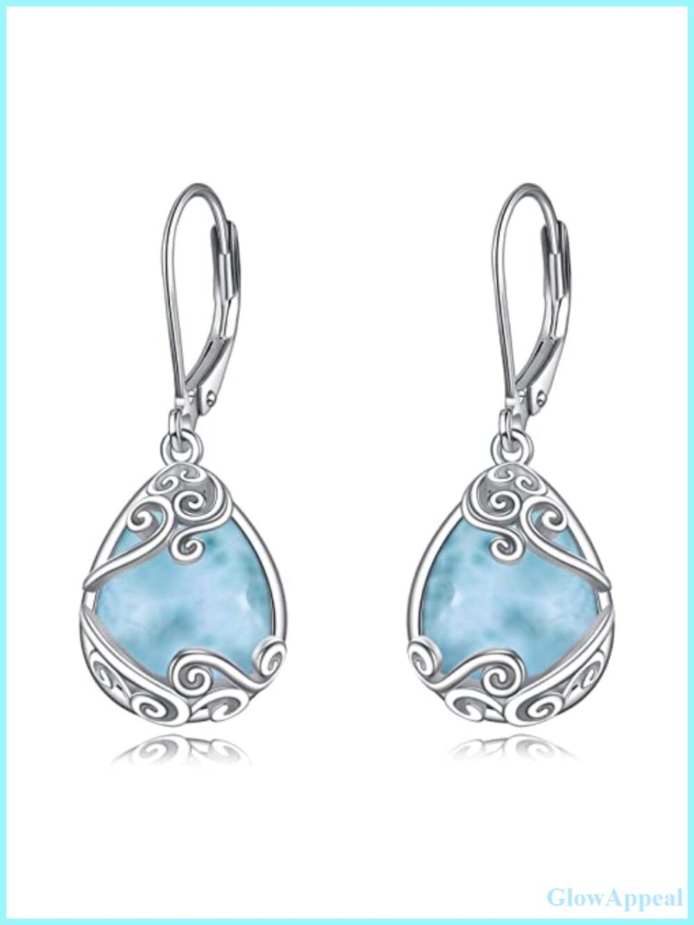 Moonstone Filigree Drop Dangle Teardrop Earrings 925 Sterling Silver Leverback